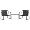 3 Piece Patio Lounge Set with Cushions Anthracite Steel