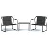 3 Piece Patio Lounge Set with Cushions Anthracite Steel