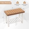 2-Tier Heavy Duty HDPE Shower Chair with Storage Shelf and Anti-slip Foot Pads