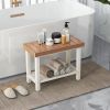 2-Tier Heavy Duty HDPE Shower Chair with Storage Shelf and Anti-slip Foot Pads