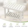 2-Tier Heavy Duty HDPE Shower Chair with Storage Shelf and Anti-slip Foot Pads