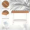 2-Tier Heavy Duty HDPE Shower Chair with Storage Shelf and Anti-slip Foot Pads